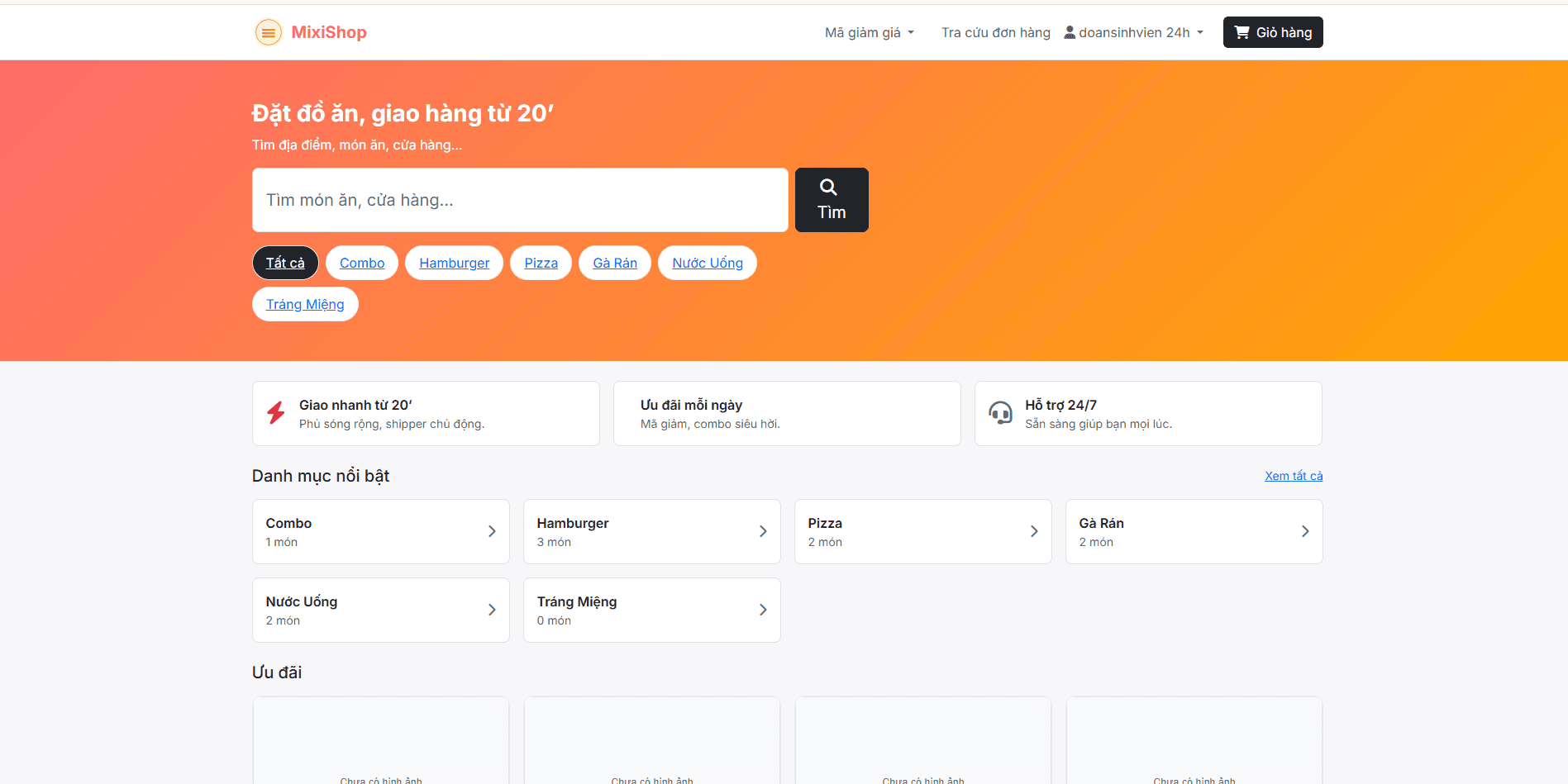 Đồ án Website Bán Đồ Ăn Nhanh Và Đồ Uống screenshot 1